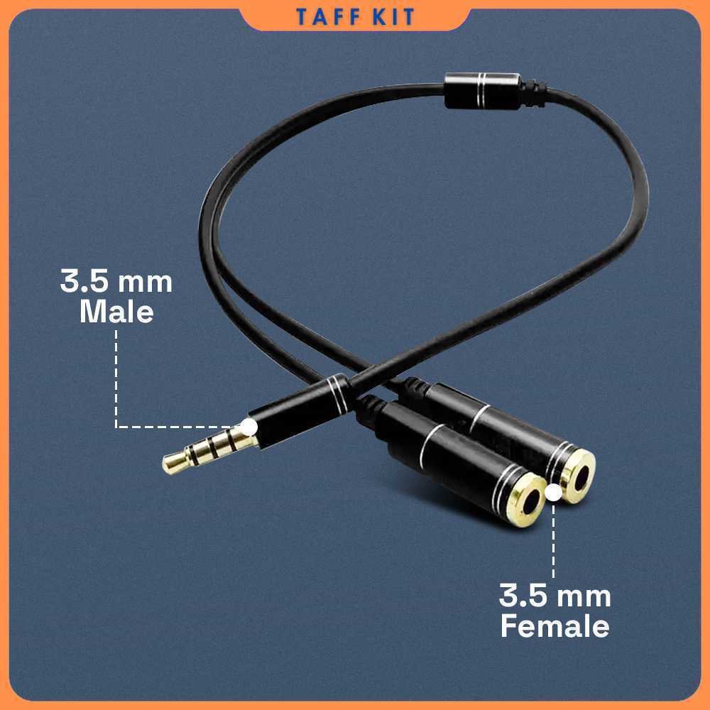 Overfly Splitter AUX 3.5mm Male to 3.5mm Female Headphone Mic 37cm - AV114