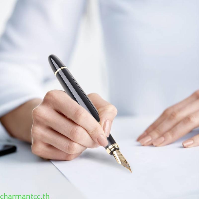 Charmantcc Jinhao X450 Black Medium Nib Gold Trim Fountain Pen