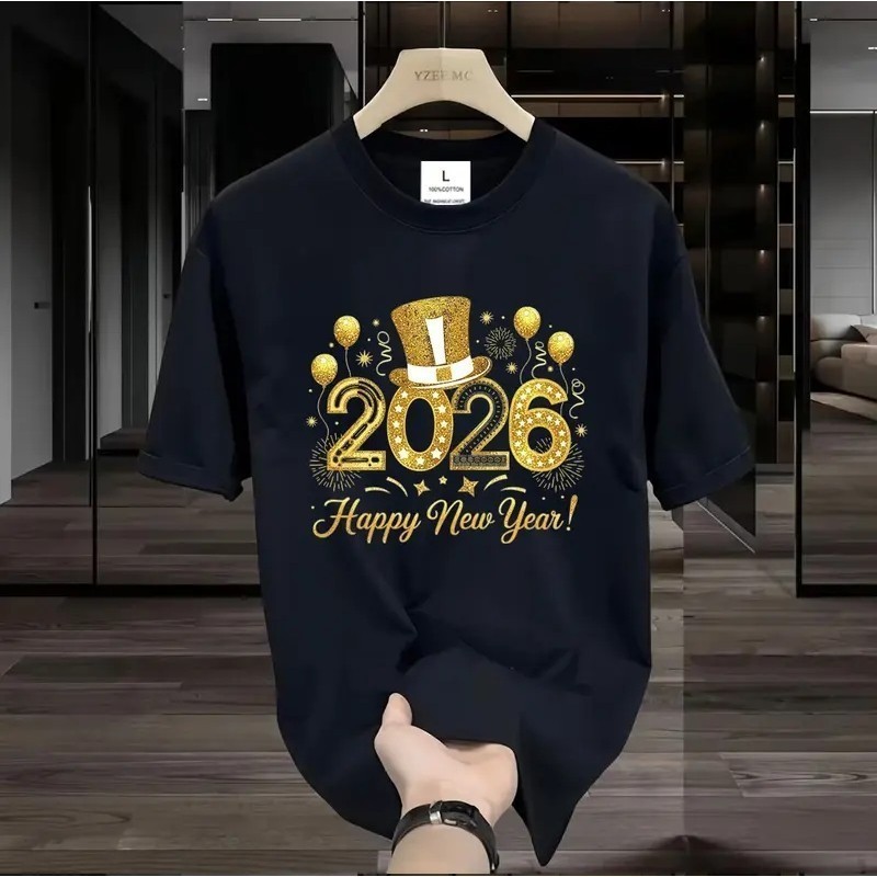 T42.SHOP🌸เสื้อแฟชั่น ใส่สบาย เสื้อยืดแขนสั้น ลาย เสื้อ"Happy new year6" ผ้านิ่ม OVERSIZE แฟชั่น ผ้าฝ
