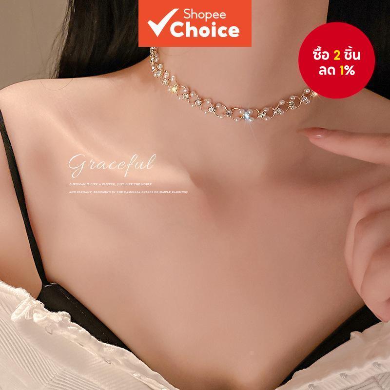 1ชิ้นบุคลิกภาพสีทองผิดปกติสร้อยคอโลหะเพชรสร้อยคอมุกแฟชั่นผู้หญิงอุปกรณ์เสริมที่เรียบง่าย