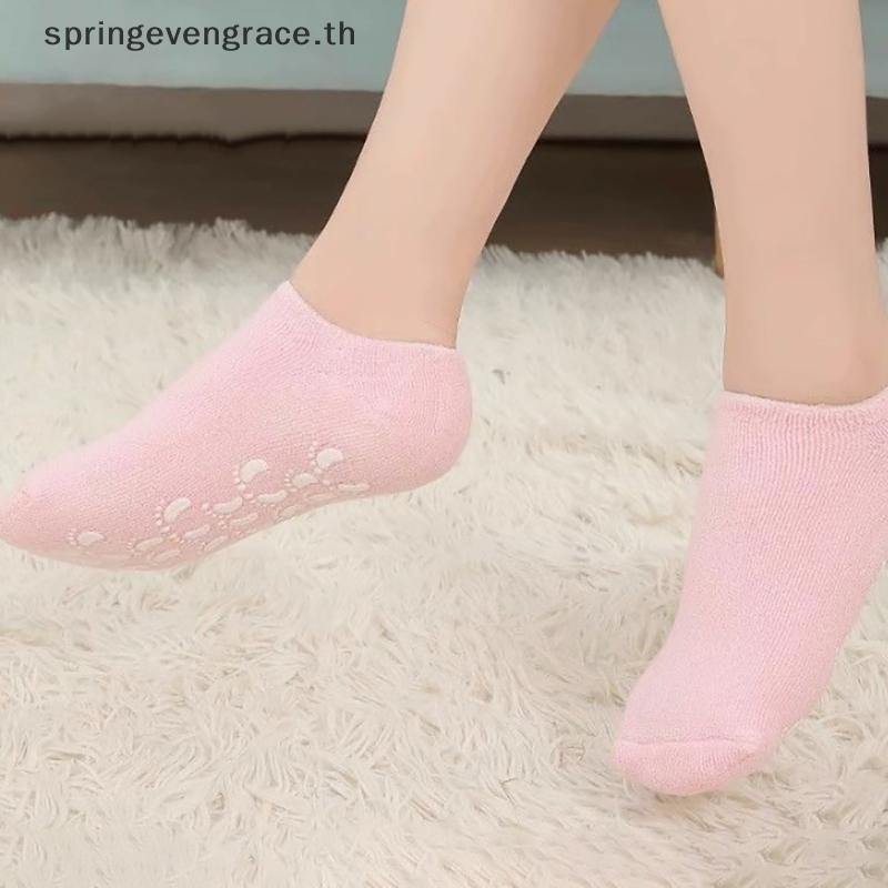 Springevengrace Ultra-Soft Moisturizing Spa Gel Heel Sock Exfoliating และป้องกันความแห้งกร้านเท้าฟื้