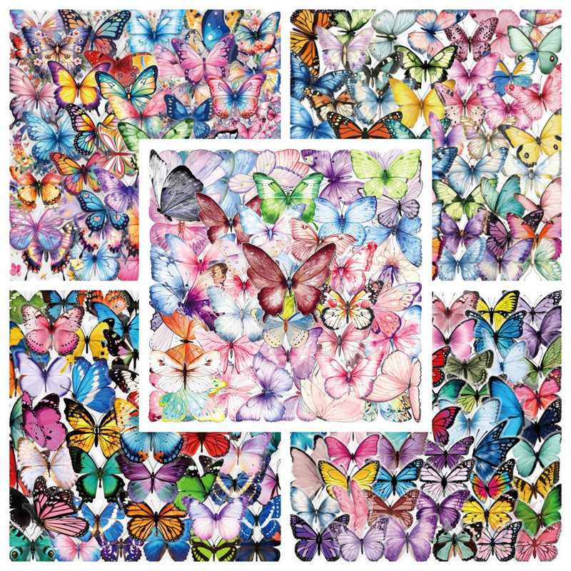 ❉ สติ๊กเกอร์สัตว์เลี้ยงคอลเลกชันผีเสื้อสีสันสดใส ❉ 50 ชิ้น/เซ็ต DIY กันน้ําแฟชั่น Doodle Decals สติกเกอร์ (6 รูปแบบ)