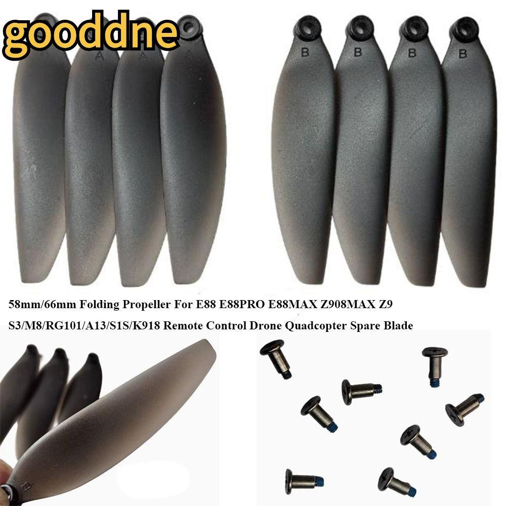GOODDNE พับใบพัด,พลาสติกสีดํารีโมทคอนโทรล Drone อะไหล่, Universal 58 มม./66 มม.Quadcopterอะไหล่ใบมีด