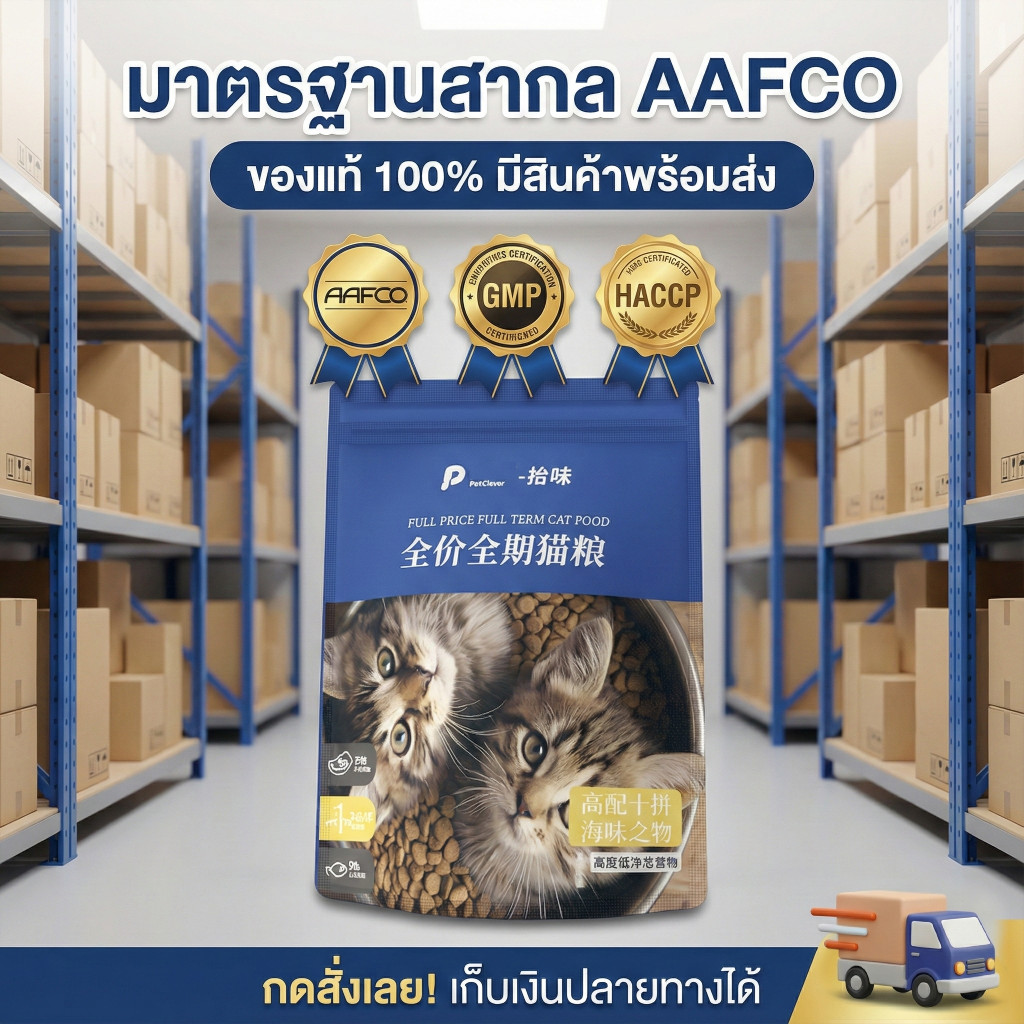 PetClear อาหารแมวครบโภชนาการ 500g ผสมน้ำมันปลาแซลมอน สำหรับลูกแมวและแมวโต