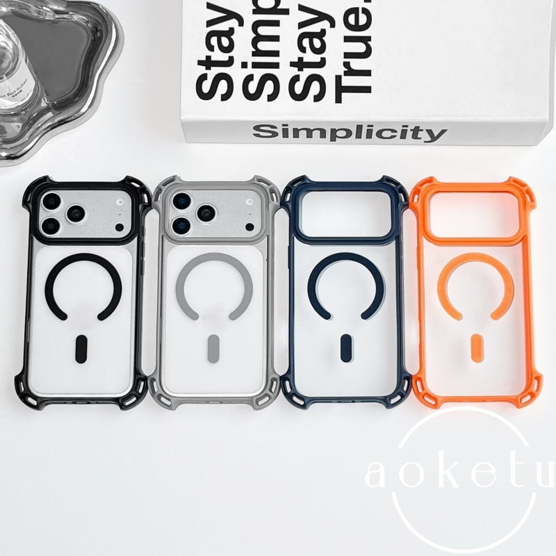 เคสแม่เหล็กเจาะรูสี่มุมสร้างสรรค์สําหรับ แอปเปิล 17 โปรแม็กซ์ เคสโทรศัพท์เหมาะสําหรับ 16/15/14/13/12/11 สามารถแขวนด้วยเชือกห่อเต็มด้วยฝาครอบป้องกันการตก