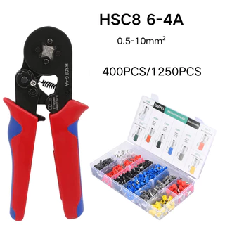 HSC8 6-4A ชุดเครื่องมือจีบ - วงล้อแบบปรับได้ด้วยตนเองพร้อมขั้วต่อสายไฟ 1250 ชิ้น/400 ชิ้น