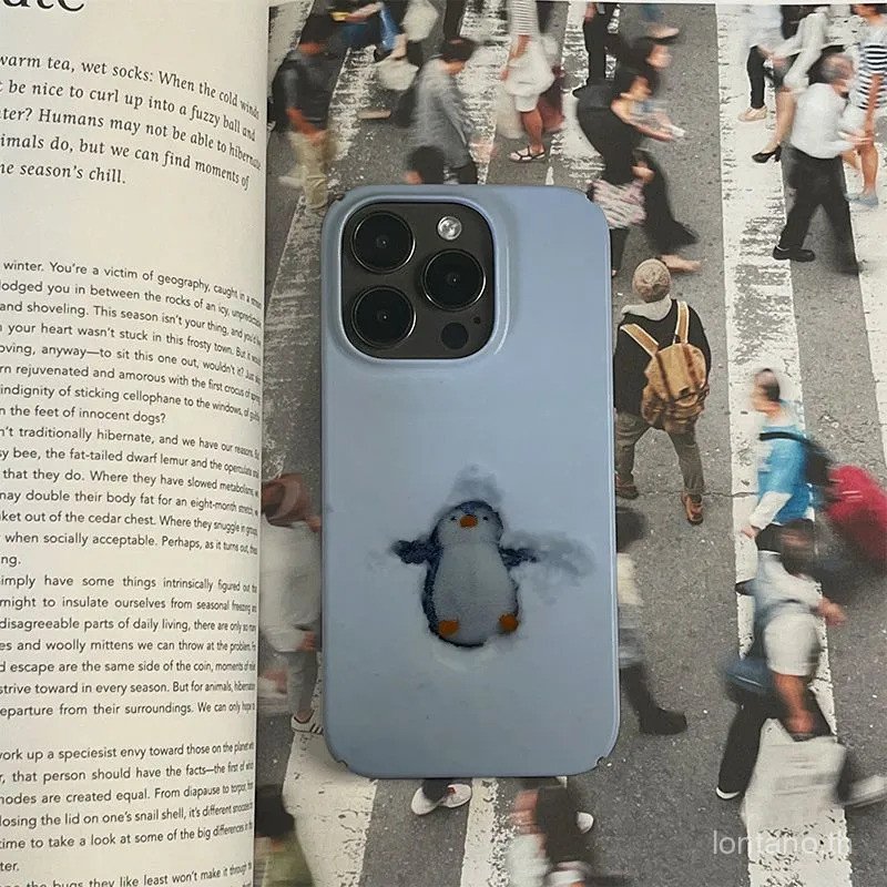 Snow Penguin น่ารัก Simple สัตว์ Creative ขายร้อน Frosted เคสโทรศัพท์เหมาะสําหรับ iPhone 15plus 17pr