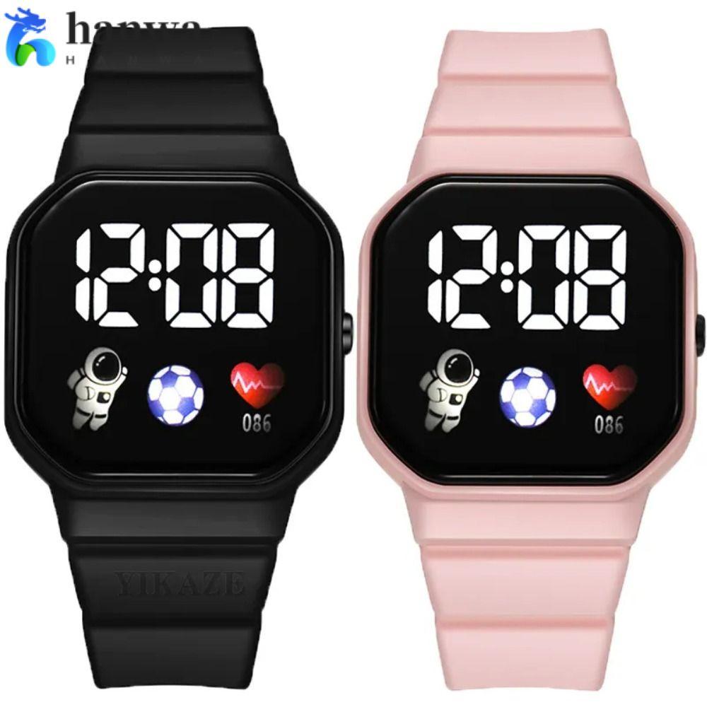 Hanwa เด็กนาฬิกาสปอร์ต,กันน้ํา Spaceman LED นาฬิกาดิจิตอล,ซิลิโคน Qulaity แฟชั่นนาฬิกาข้อมืออิเล็กทรอนิกส์ผู้ชายผู้หญิงนักเรียน