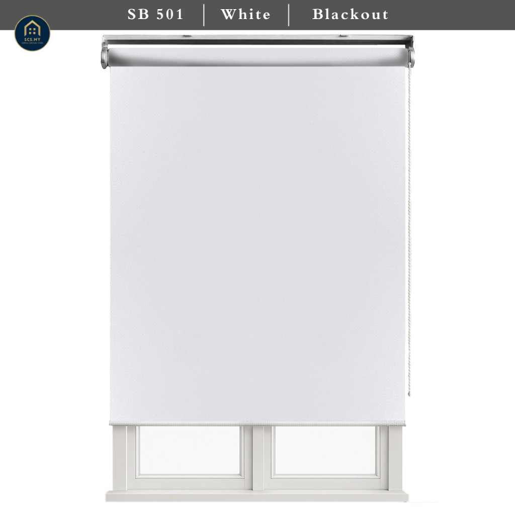 Roller Blind SB501 - สีขาว 100% Blackout Minimalist Home Office ผ้าม่านตาบอดสําหรับหน้าต่างที่กําหนด