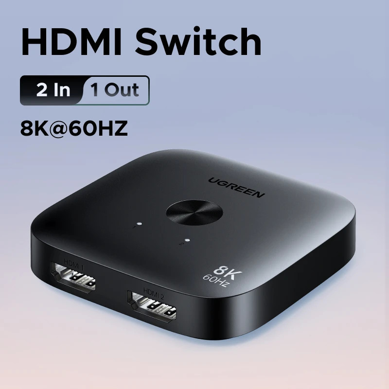 UGREEN HDMI Switcher 8K 60Hz 2 in 1 Out HDMI 2.1 ปุ่มคู่มือสําหรับ PS5 Xbox TV Xiaomi Monitor