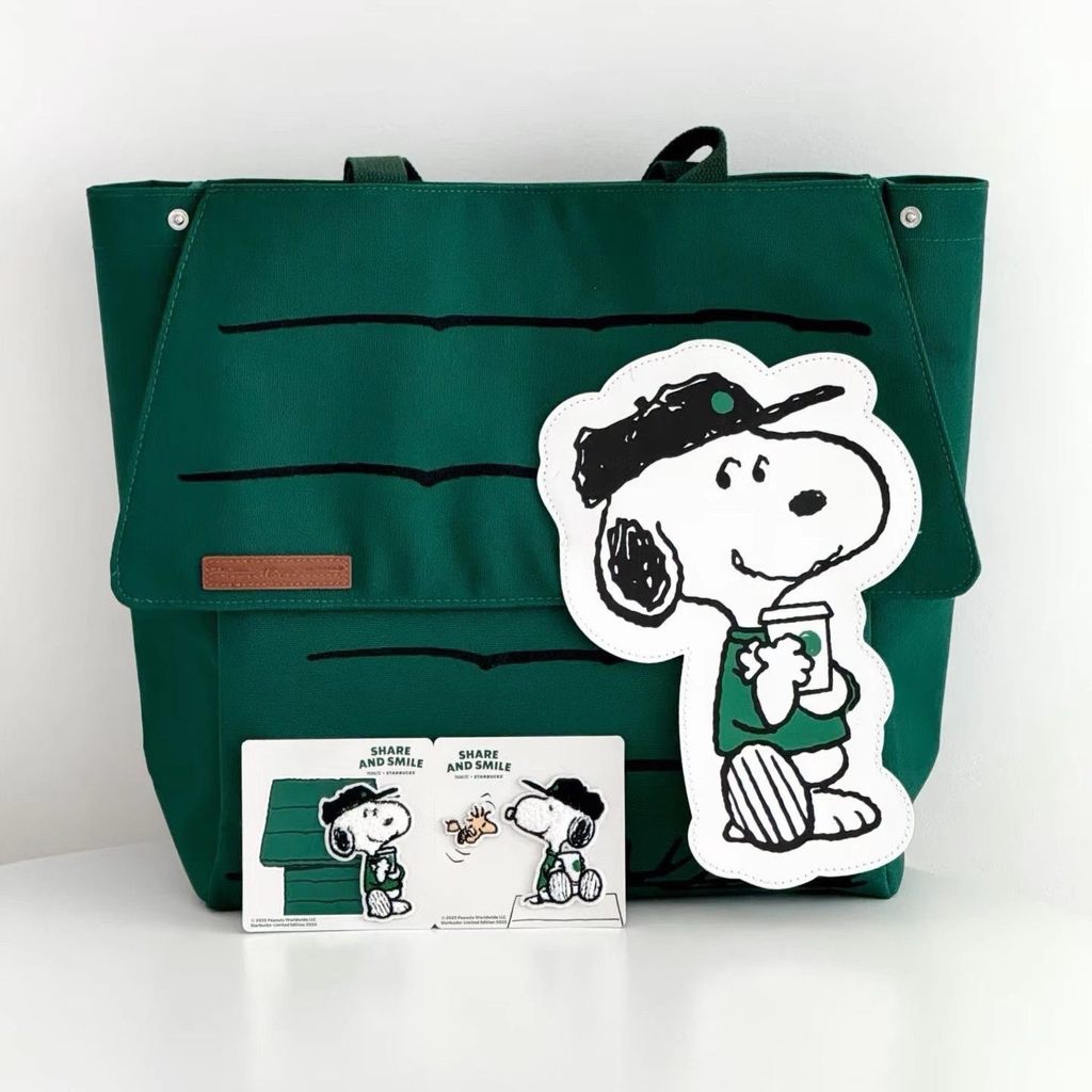กระเป๋าผ้าใบ กระเป๋าถือลําลอง Snoopy กระเป๋าผ้าแคนวาสแบรนด์ร่วมความจุขนาดใหญ่ Tote Shoulder Commuter