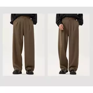 MNO.9 Pants X218 กางเกงสแล็ค ขายาว ขาปล่อย เอวสม็อค แฟชั่นชาย Man Clothing สีดำ เทา และกาแฟ