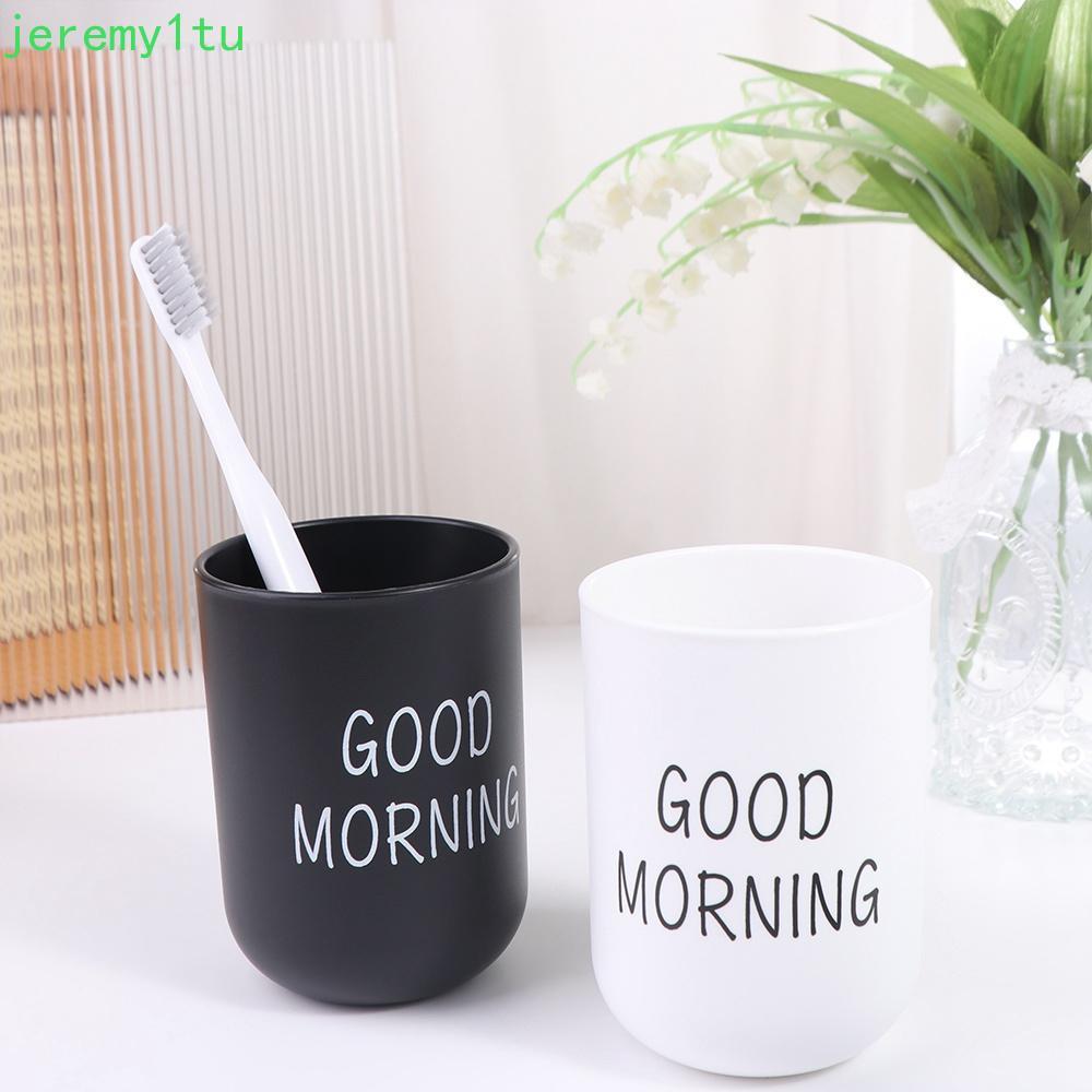 JEREMY Good Morning Cup ผู้ถือแปรงสีฟันแบบใช้ซ้ําได้สไตล์นอร์ดิก Drinkware Organizer ถ้วยถ้วยชาถ้วยห