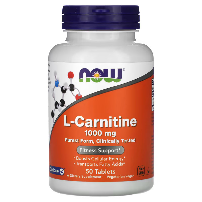 【สินค้าพร้อมส่ง】NOW Foods L-Carnitine 1000mg. – 50 เม็ด |   คาร์นิเพียว ® |   Energy & Fat Metabolsm