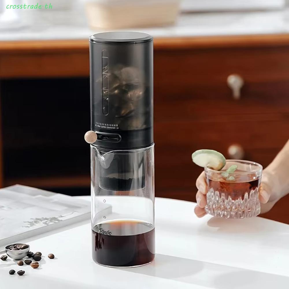 ครอสทราเด เครื่องชงกาแฟหยดน้ําแข็ง,450มิลลิลิตรปรับอัตราการไหลเย็นเครื่องชงกาแฟ,อุปกรณ์เสริมกาแฟที่มีกระดาษกรองสองชั้นกรองสุทธิเย็นชงกาแฟ หยด ท่องเท