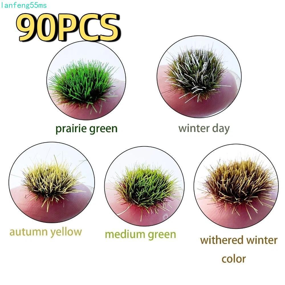 LANFENG 90 ชิ้น Wetland Grass Cluster, DIY วัสดุ Static หญ้า Tuft Miniature Wetland หญ้า, DIY การสร้างแบบจําลอง 5 มม.พืชประดิษฐ์ Miniature หญ้า Tuft การเรียนรู้การศึกษา