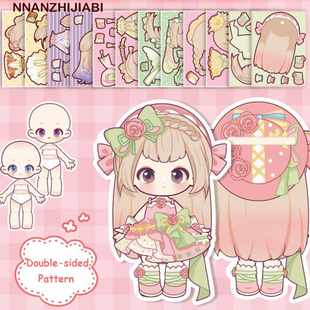 NANZHIJIABI 3D แต่งตัวตุ๊กตากระดาษ,กระดาษ Montessori DIY กระดาษหุ่นของเล่น, Kawaii Handmade อะนิเมะกิจกรรมหนังสือการ์ตูน Quiet Book ของเล่นหญิง