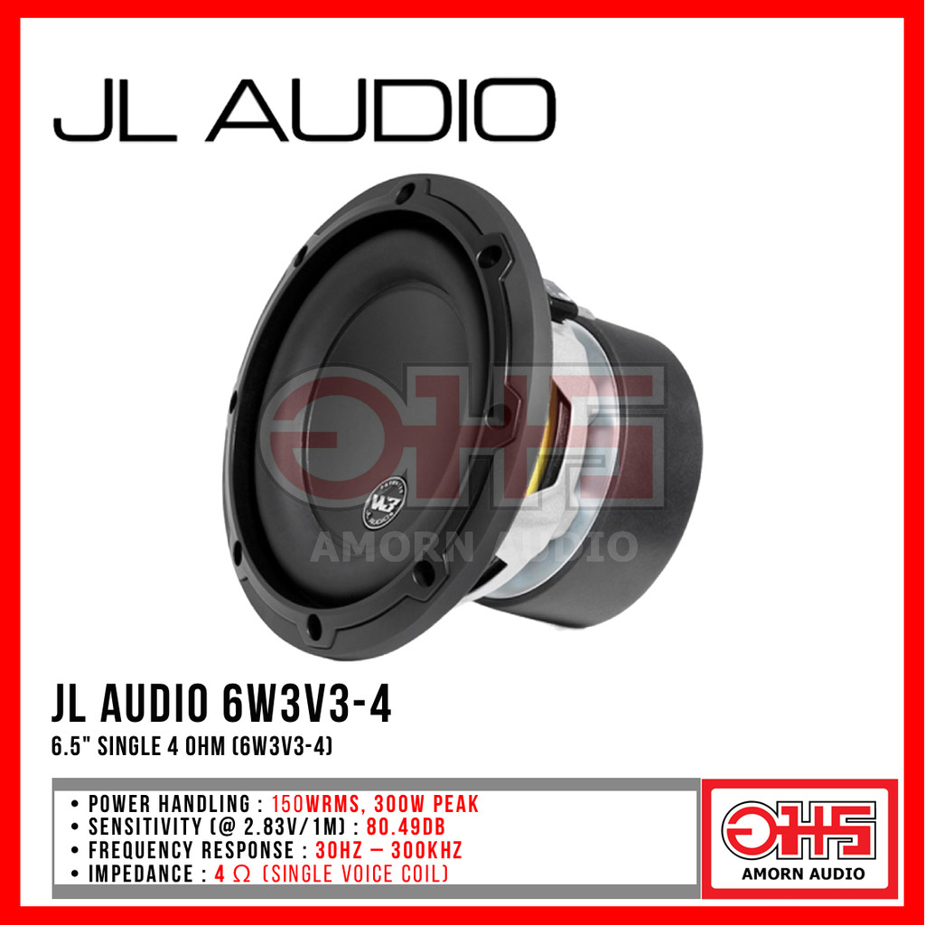 JL Audio 6w3v3-4 Original 6.5นิ้ว150W RMS ซับวูฟเฟอร์ Power BASS ขนาดกะทัดรัด
