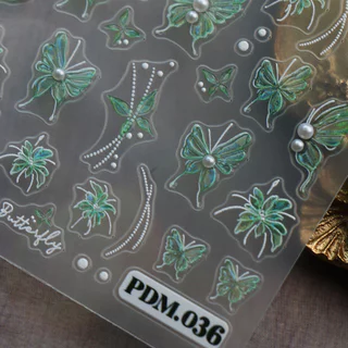 HAMA Elegant 3D นูนผีเสื้อเล็บสติกเกอร์สไตล์เกาหลี Fairy ดอกไม้เพิร์ลกาว Decals French เล็บเล็บ DIY ตกแต่ง