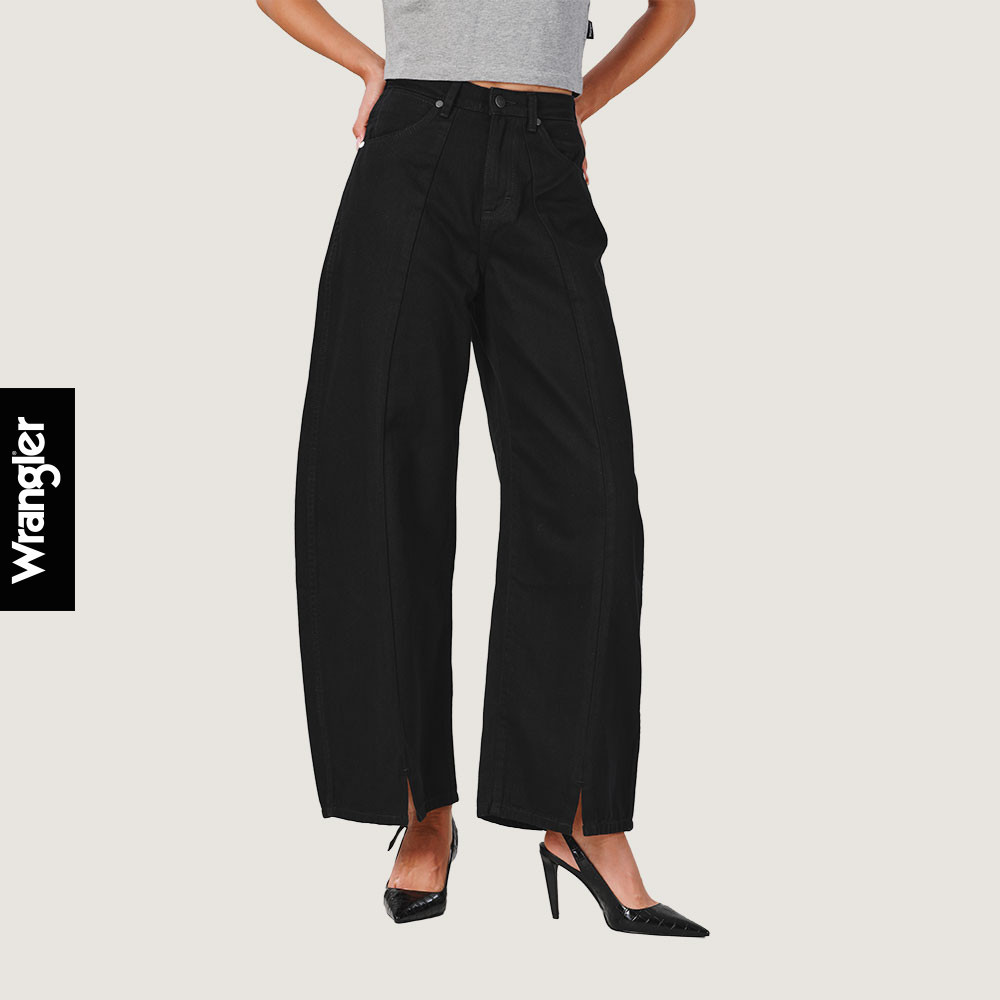 WRANGLER กางเกงยีนส์ผู้หญิง คอลเลคชั่น Everyday with Wrangler เอวสูง ทรงขากว้าง Barrel รุ่น WR S125WBARN09 สีดำ