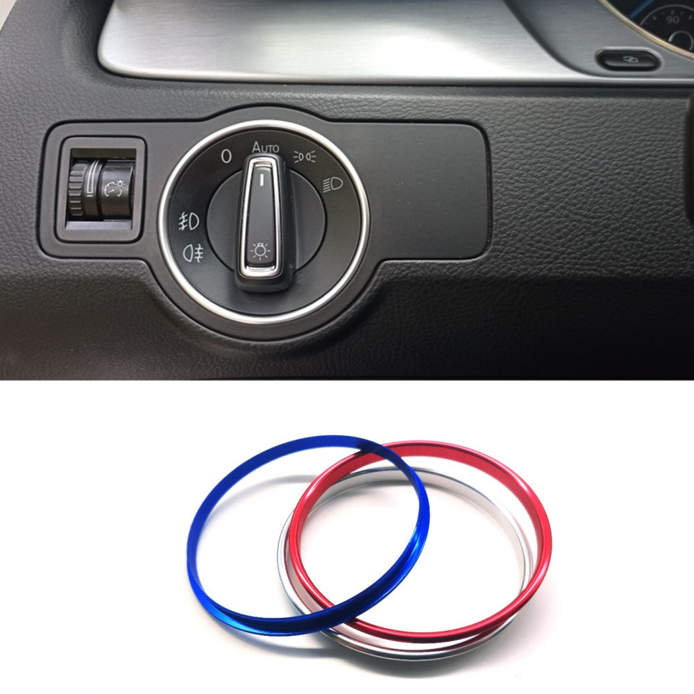 ไฟหน้ารถสวิทช์ตกแต่งกรอบแหวนโลหะสําหรับ Volkswagen VW PQ35 PQ46 Golf Jetta MK5 MK6 Passat B6 B7 CC T