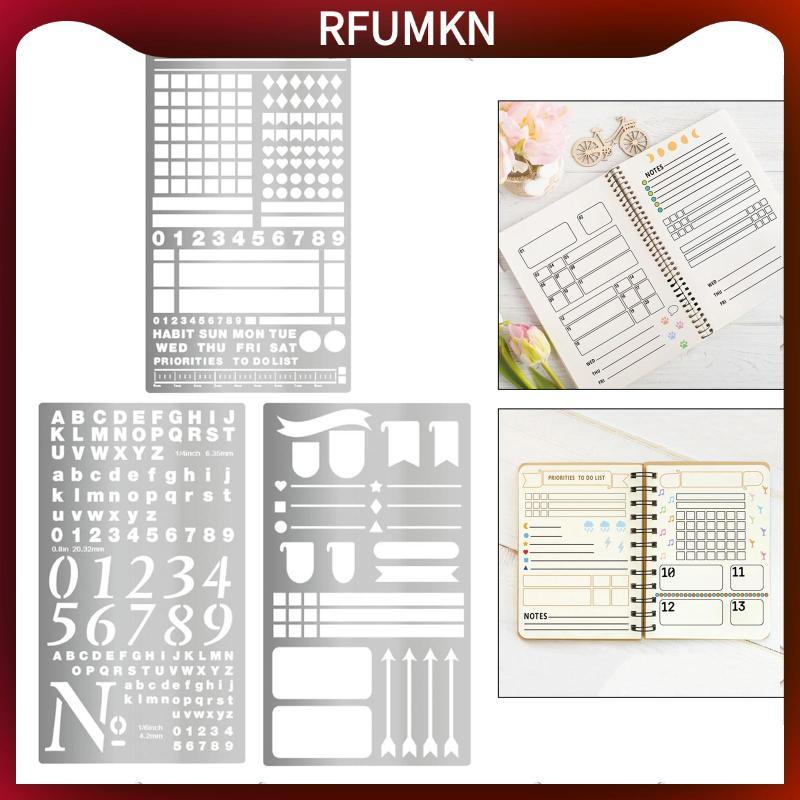 [rfumkn] Metal Journal Stencil Journal Supplies Drawing Stencil Template สําหรับ Journaling