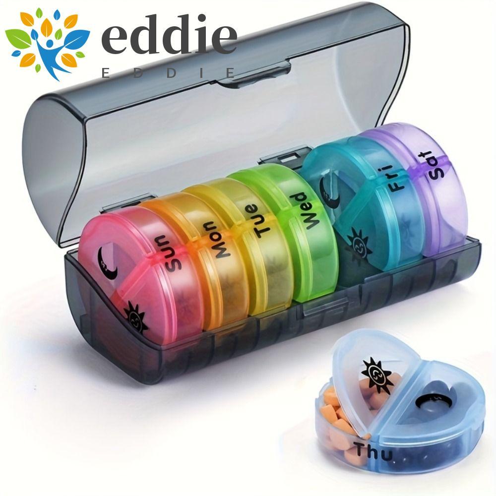 EDIE Vitamin Storage Case, Week Mark 14-Grid 7-Day Splitter Pill Organizer,สะดวก AM/PMช่อง 2 ครั้งต่