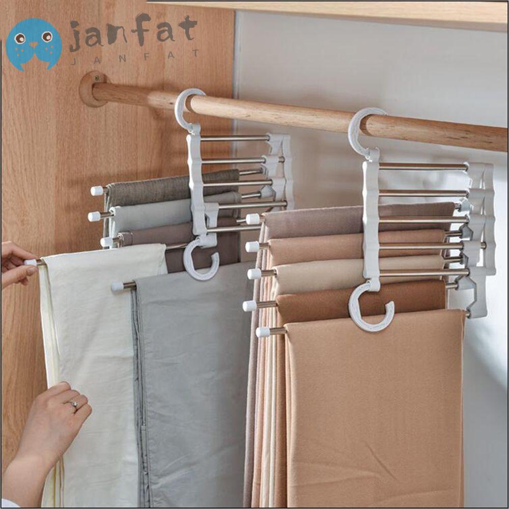 JANFAT ไม้แขวนเสื้อเมจิกอเนกประสงค์ 5 in 1 กางเกงพับ Tie Storage