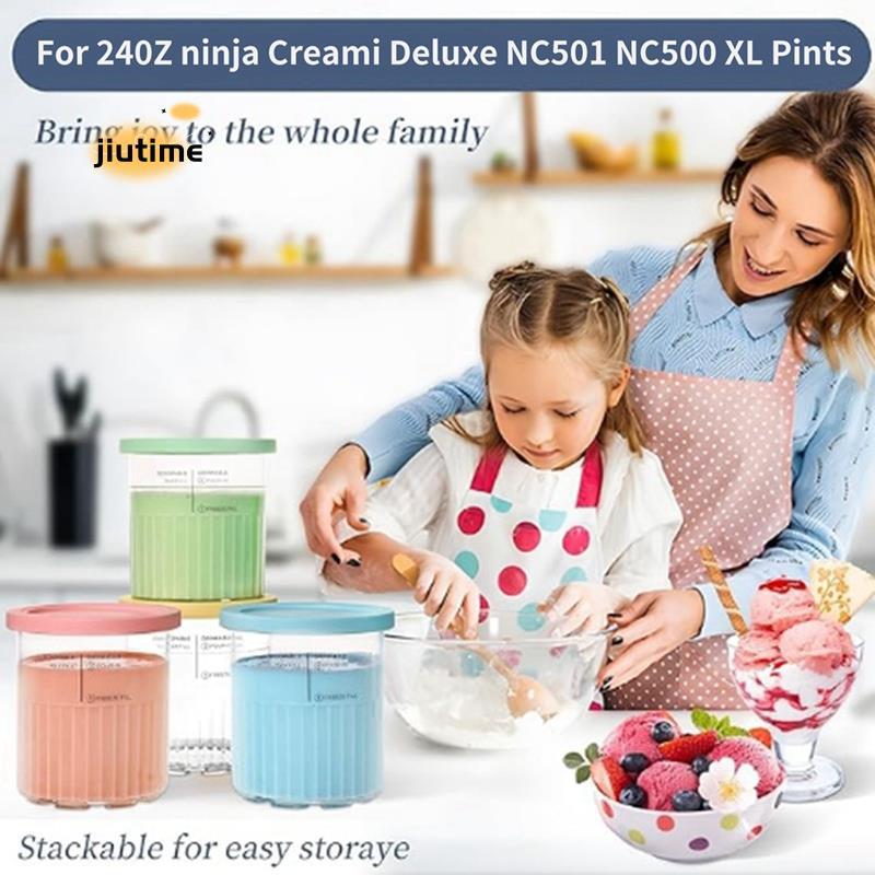 ถ้วยไอศกรีมระลอกคลื่น NC500 NC501 เหมาะสําหรับถ้วยเก็บไอศกรีม Creami