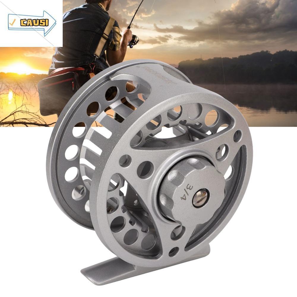 CAUSI Fly Fishing Reel, 3/4WT ซ้ายขวา Handed Full Metal Fly Reel, ทนทานอลูมิเนียมเงินขนาดใหญ่ Arbor 