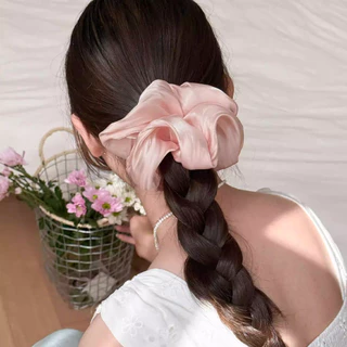 ยางรัดผมแบบตาข่าย สีพื้นเรียบหรู ประกายมุก เหมาะสำหรับทรงผมมวย เรียบง่าย มีสไตล์