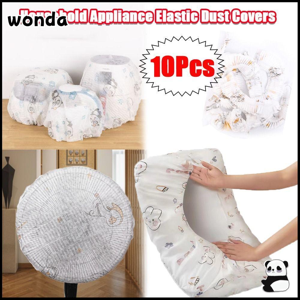 Wonda ผ้าคลุมกันฝุ่น 10 ชิ้น, ผ้าคลุมพัดลมไฟฟ้าหัวกลมหนา, ผ้าคลุมกันฝุ่นยืดหยุ่นแบบใช้ซ้ําได้แบบไม่ทอมัลติฟังก์ชั่น