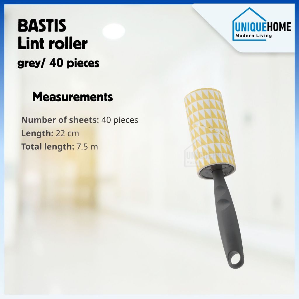BASTIS Lint Roller สีเทา Lint Remover เสื้อผ้าทําความสะอาดฝุ่นผม Remover รีฟิล Sticky Roller UniqueH