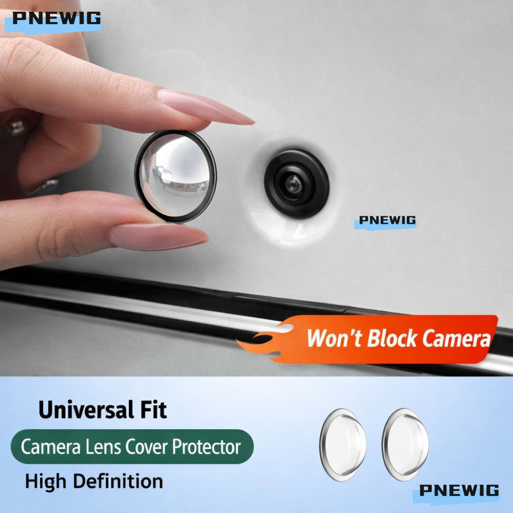 PNEWIG 2/4 ชิ้นฝาครอบป้องกันเลนส์, HD ทรงกลม PC ด้านหน้าฝาครอบป้องกันกล้อง, โล่กันฝนป้องกันการชนกันหมวกกันน้ําสําหรับ Tesla รุ่น