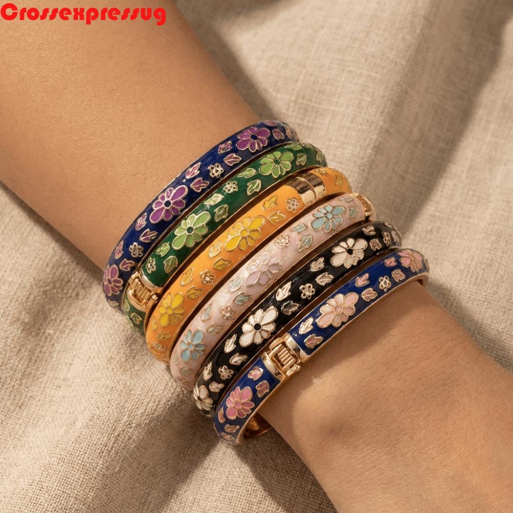 กำไลข้อมือดอกไม้ Cloisonne แบบวินเทจ สีสันสวยงาม เหมาะสำหรับผู้หญิง