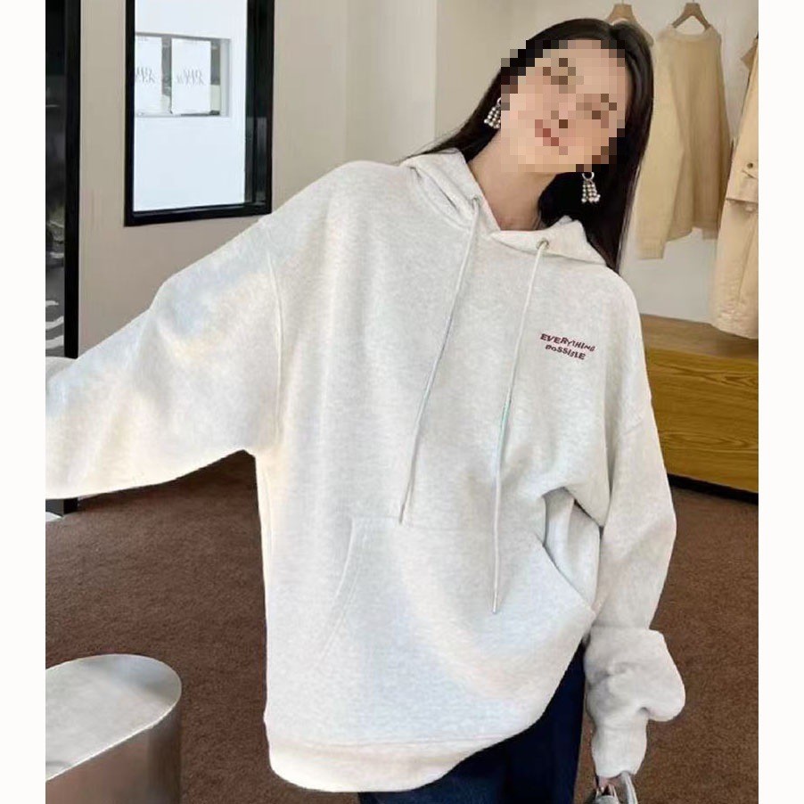 สเวตเตอร์สำหรับฤดูใบไม้ร่วง Tik Tok Kehua Cotton Composite Milk Silk แบบใหม่ มาพร้อมกับฮู้ด