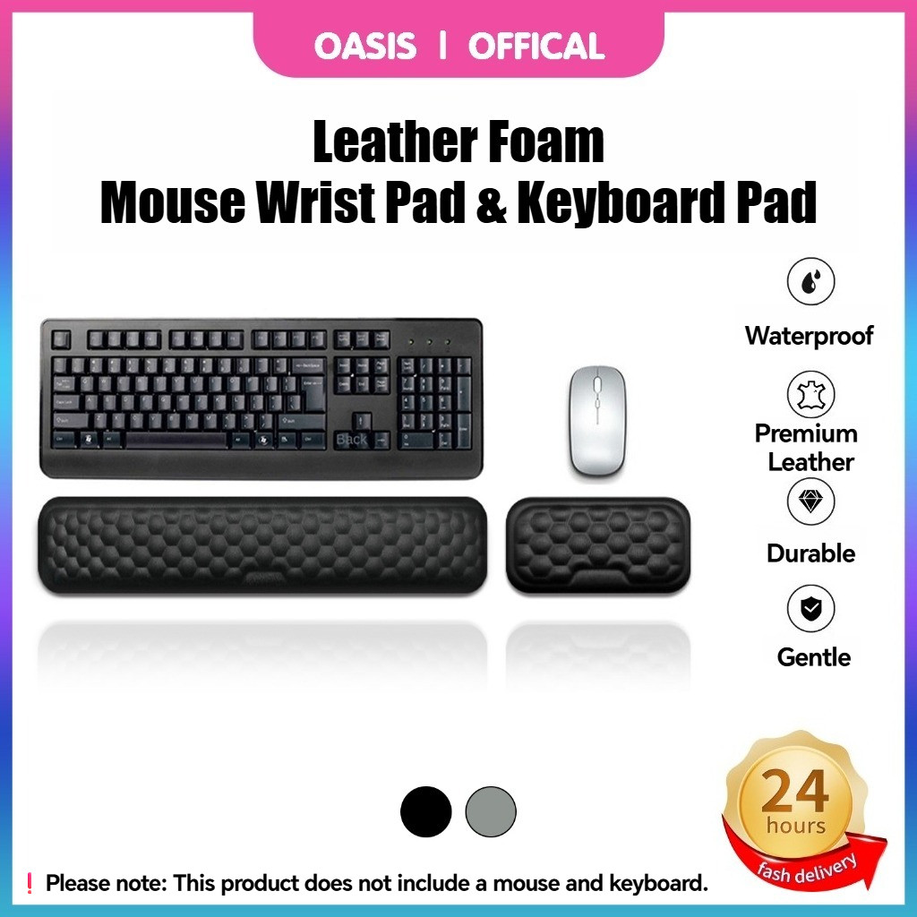 Ergonomic Memory Foam Keyboard & Mouse Pad Wrist Rest Hand Support Keyboard Pad - พื้นผิวหนัง