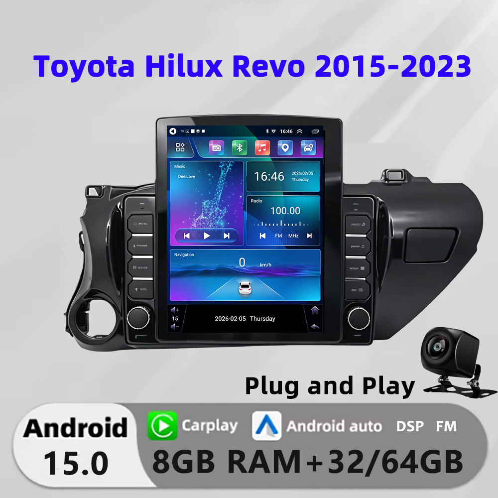 Honxun 9.7 นิ้ว Tesla สไตล์ 8GB + 64 android หัวสําหรับ Toyota Hilux Revo 2015-2023 ESSGOO acodo AST