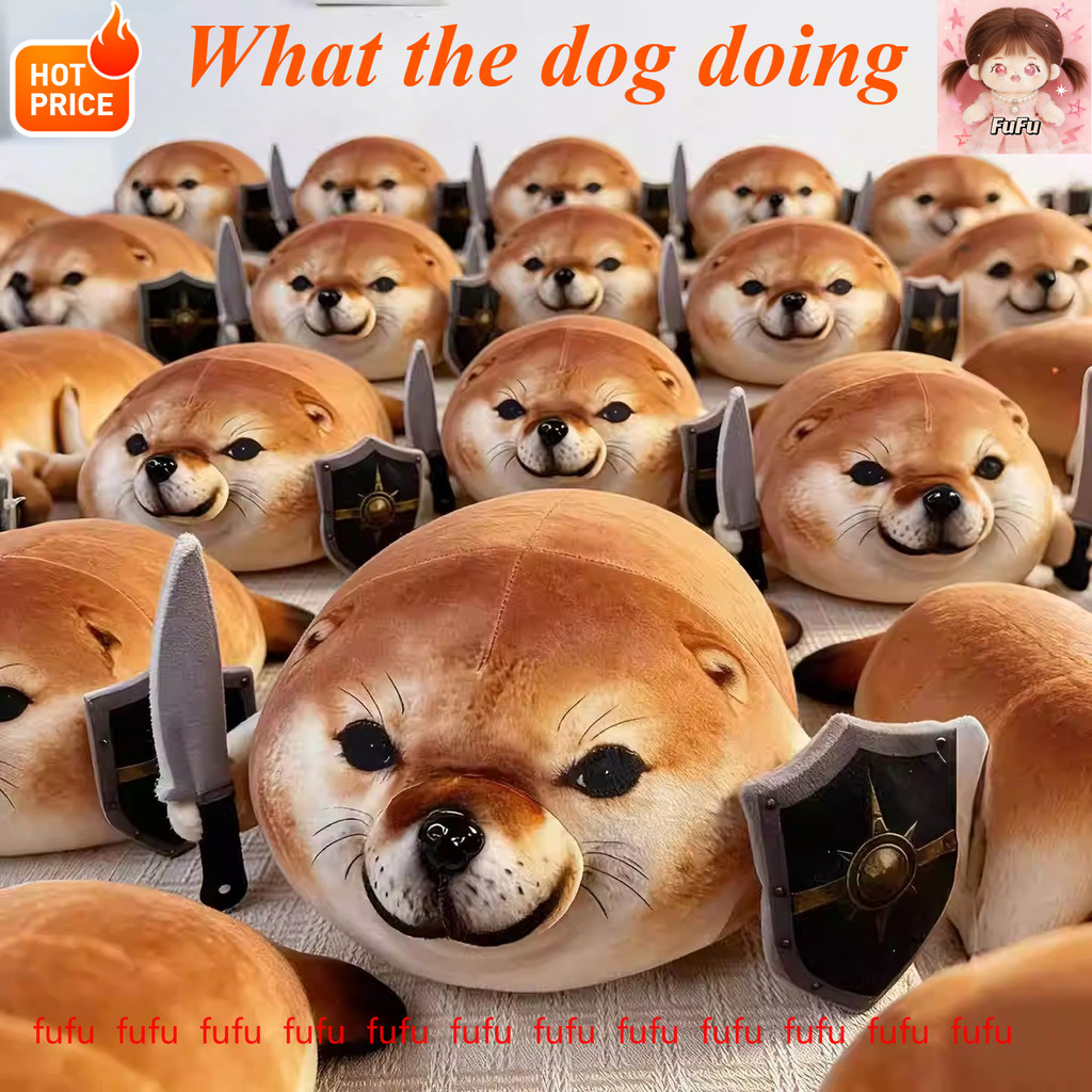 What The Dog Doing ตุ๊กตาตุ๊กตาของเล่นตุ๊กตาตลก Meme สุนัข Plushie ประติมากรรมสําหรับนักสะสมสําหรับผู้ใหญ่,ตกแต่งโต๊ะและของขวัญ