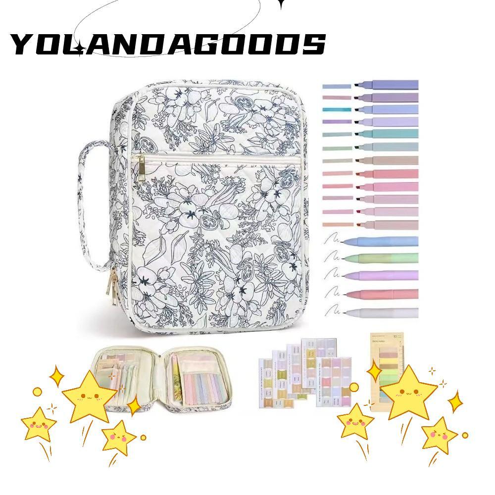 YOLA Bible Cover Bag, Floral Design Handle Bible Cover ,กระเป๋าซิป Bible Journaling Kit สวดมนต์