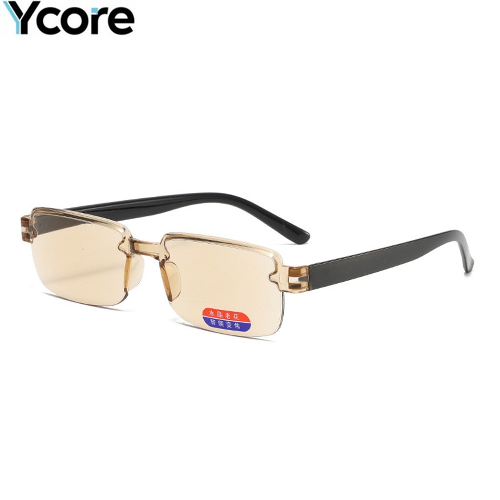 แว่นตาอ่านหนังสือ Ycore แบบคริสตัล HD ไม่มีกรอบ พิเศษเบาและป้องกันแสงสีฟ้า สำหรับการใช้งาน 100-400 องศา