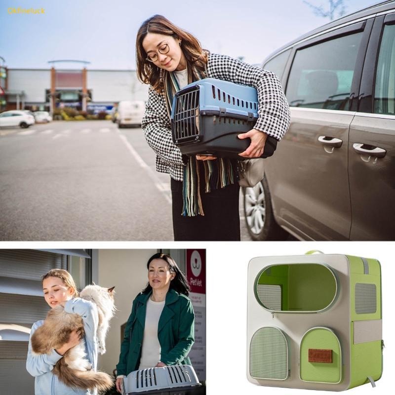 OKFI Airline รับ Puss Shipper Pack ผ้ามหาวิทยาลัยถาวรพร้อมหน้าต่างใสหลายกระเป๋า 22lbs Pe