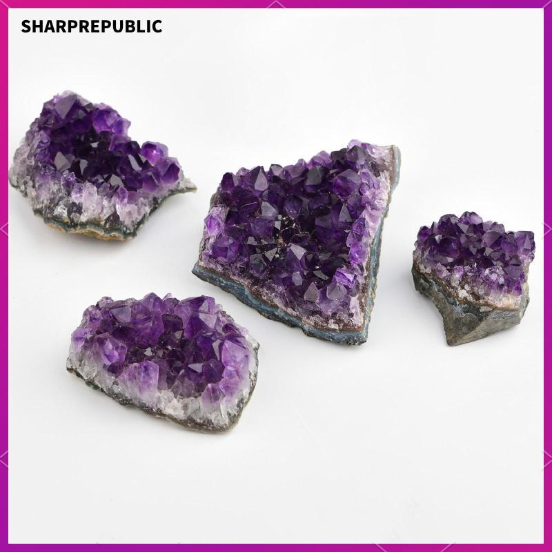 [Sharprepublic] Amethyst ธรรมชาติที่ไม่ซ้ํากัน, หินคลัสเตอร์คริสตัล Geode Quartz-Deep Color