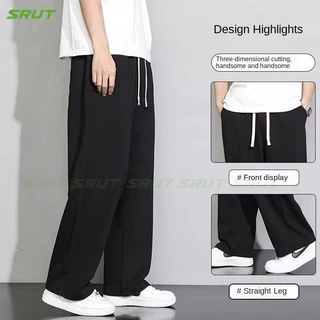 2XL-8XL กางเกงลำลองชายไซส์บวก ทรงหลวมนุ่ม สีดำและสีเทา จัดส่งจากไทย