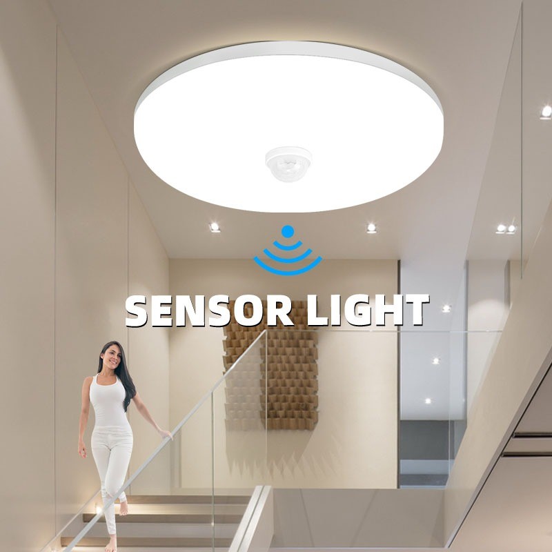 โคมไฟเพดาน LED เซ็นเซอร์การเคลื่อนไหว 20/30/40W Motion Sensor ไฟเพดานเย็นสีขาว Mordern ไฟเพดานสำหรับทางเดิน