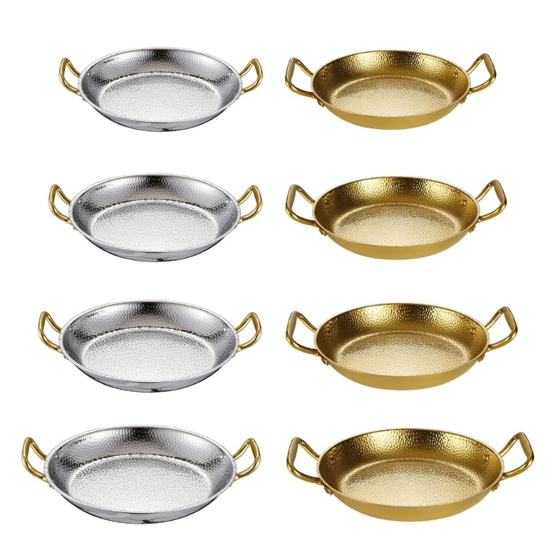 LA Paella Pan Double Handle กระทะทําอาหารสแตนเลสเครื่องครัวร้อนสําหรับอาหารทะเลและสเปนจานในครัวเรือน