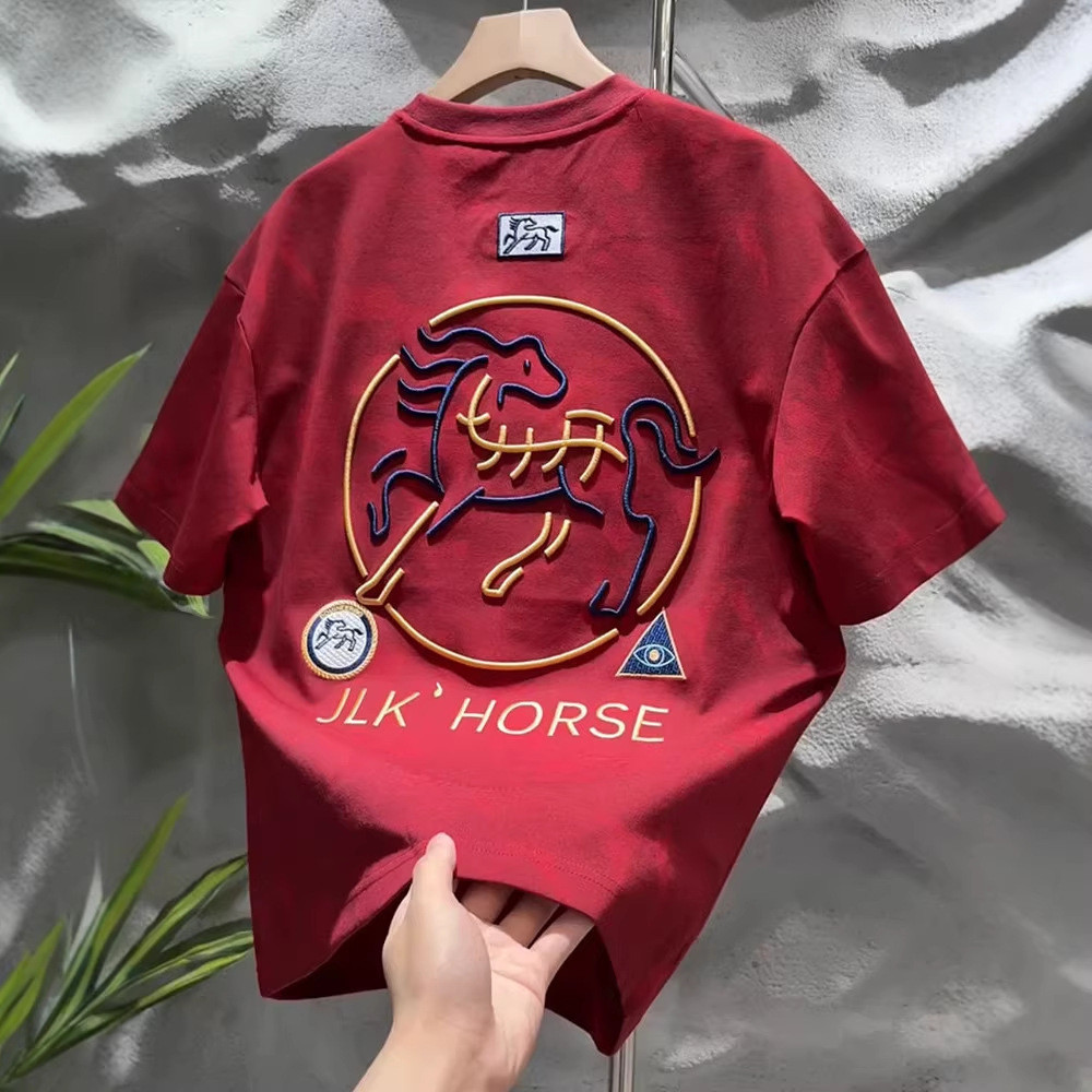 เสื้อยืดผู้ชายแบบ Tie-Dye มีรายละเอียดรอบคอกับแขนครึ่ง