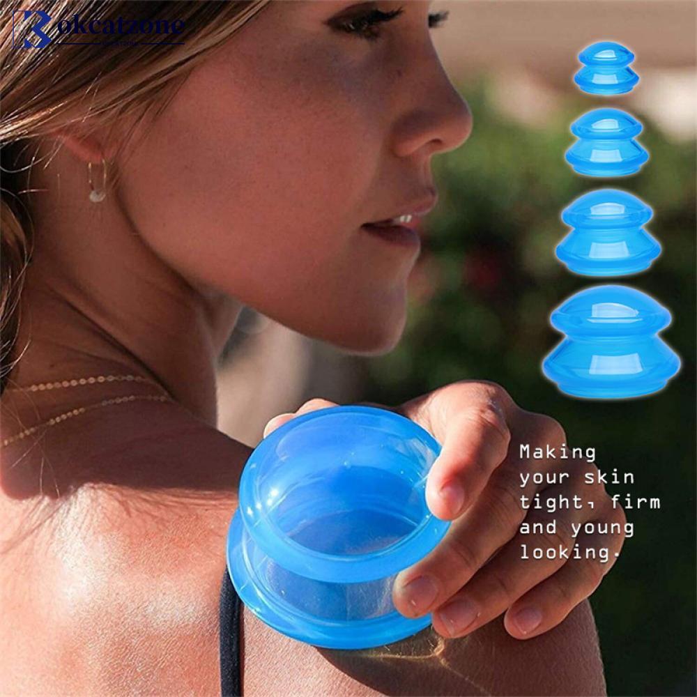 OKCATZONE ซิลิโคนสูญญากาศ Cupping ชุดนวดถ้วยกลับ Gua Sha ดูดถ้วย Health Care กายภาพบําบัดเครื่องมือ 