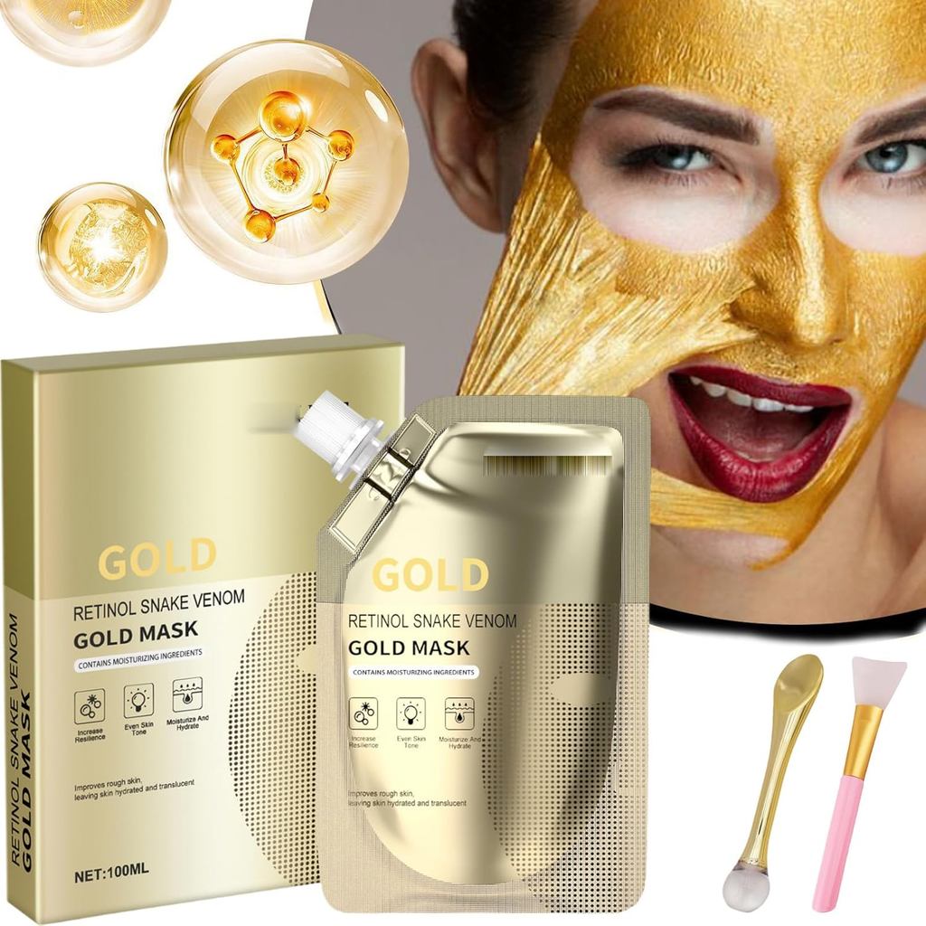 Retinol Snake Venom Gold Mask, Retinol Snake Venom Peptide Gold, Retinol Face Mask (1 ชิ้น)