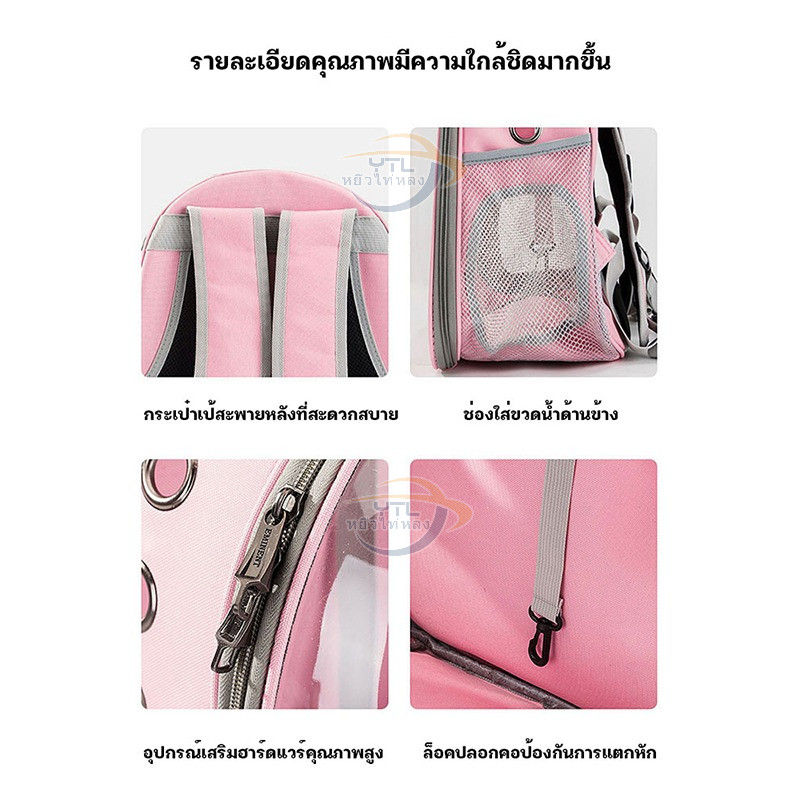 YTL กระเป๋าแมว กระเป๋าเป้ใส่สัตว์เลี้ยง สามารถพกพาไปได้ทุกที่ มีตะข่ายตะบายอากาศอย่างดี รูปที่ 6